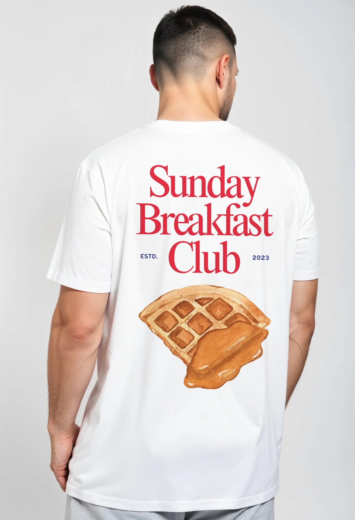Empulse™ Waffles Sorona t-shirt featuring full back graphic “Sunday Breakfast Club” with waffle print