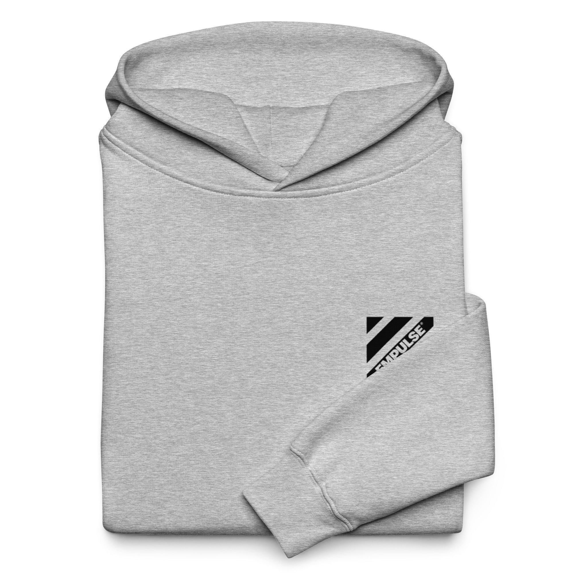Folded EMPULSE® grey hoodie with DNA front logo