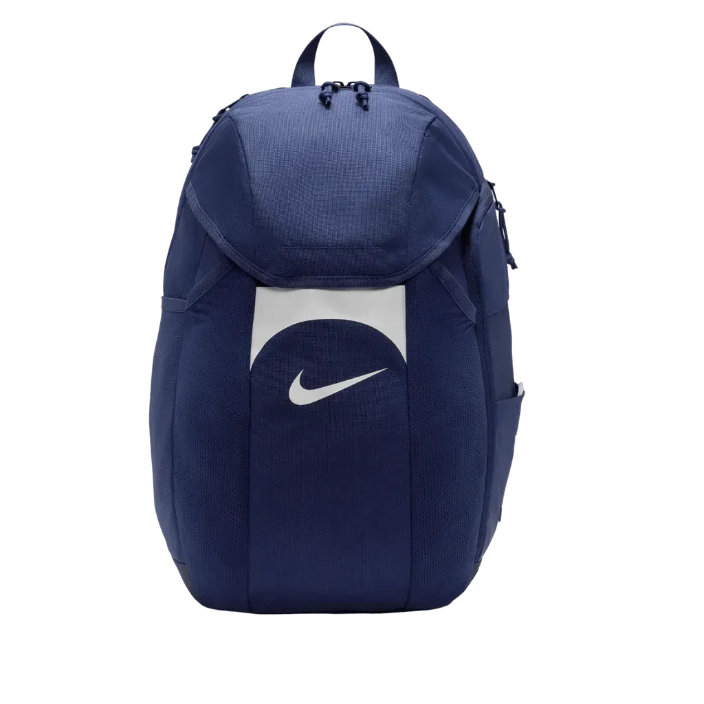Front view of Nike Academy Team Backpack 30L in navy blue