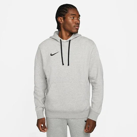 Man wearing Nike Park 20 fleece hoodie grey front view CW6894-063