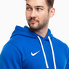Man wearing Nike Park 20 fleece hoodie royal blue front close view