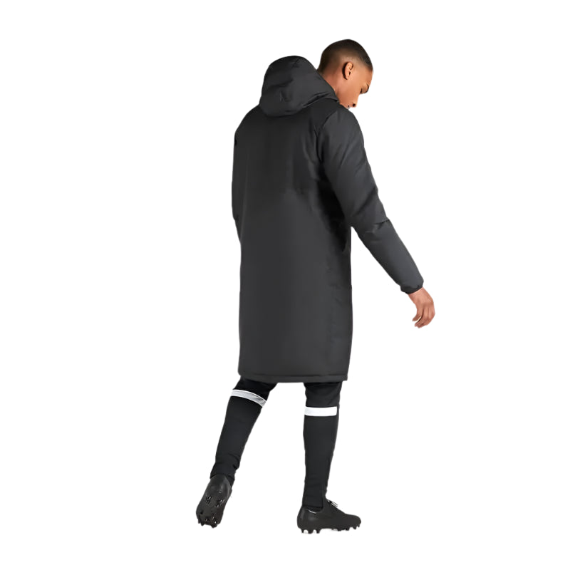 Nike Stadium Jacket CW6156 black – side walking pose with hood up, Empulse™