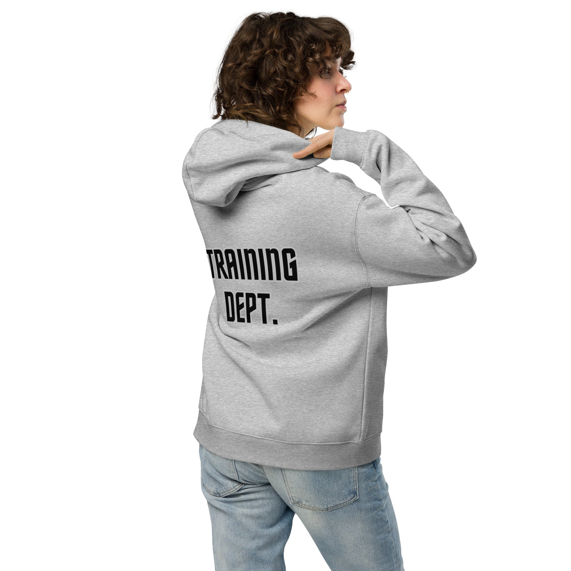 EMPULSE® grey hoodie back print with TRAINING DEPT text