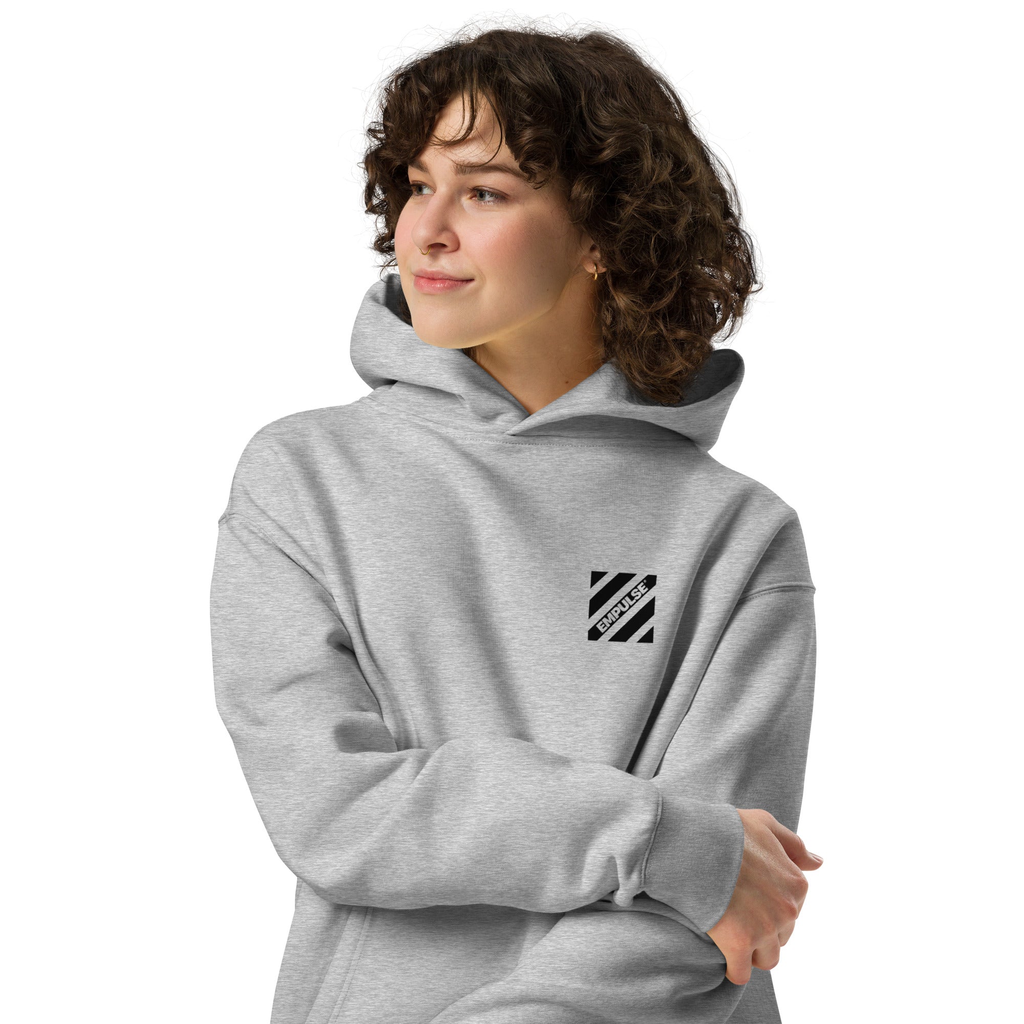 Grey oversized hoodie with pocket and DNA design