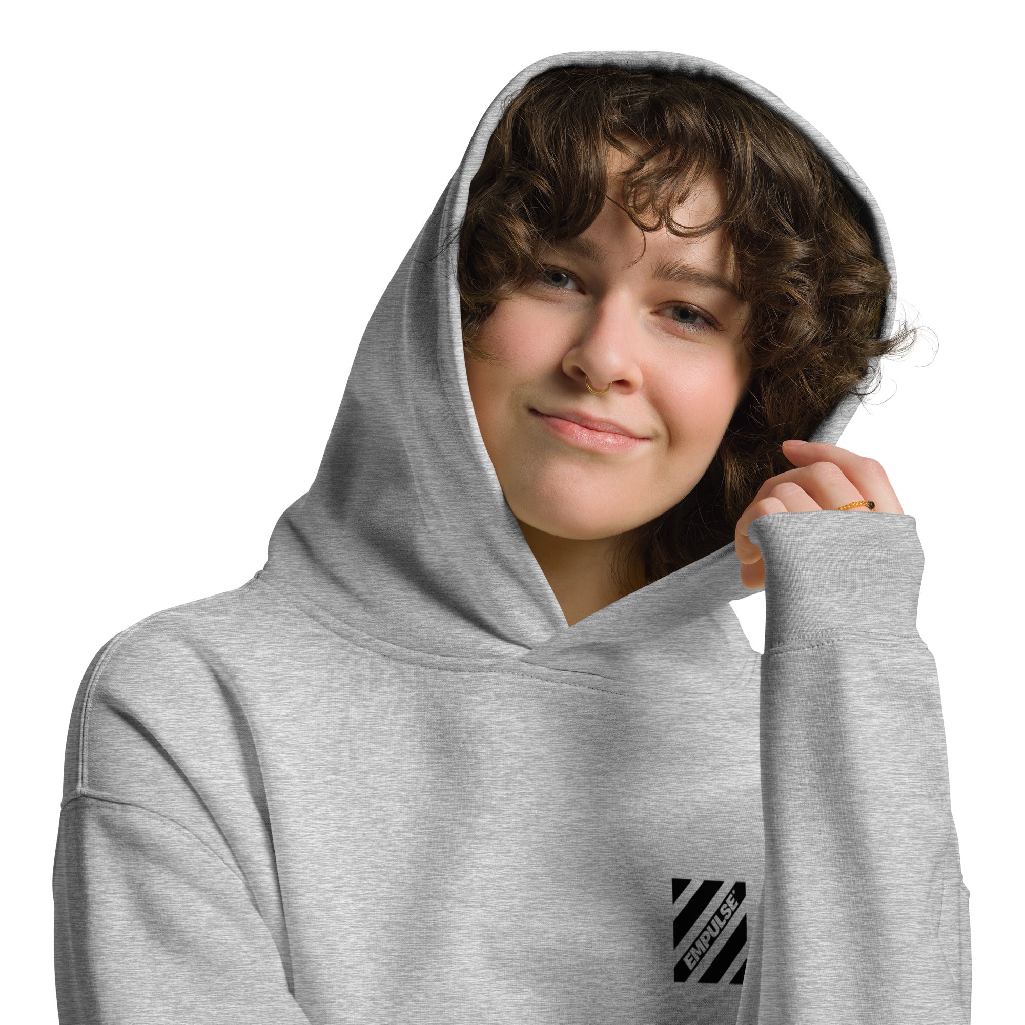 EMPULSE® oversized hoodie front view with DNA graphic