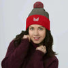Empulse Pom-Pom Beanie, dark heather grey front view