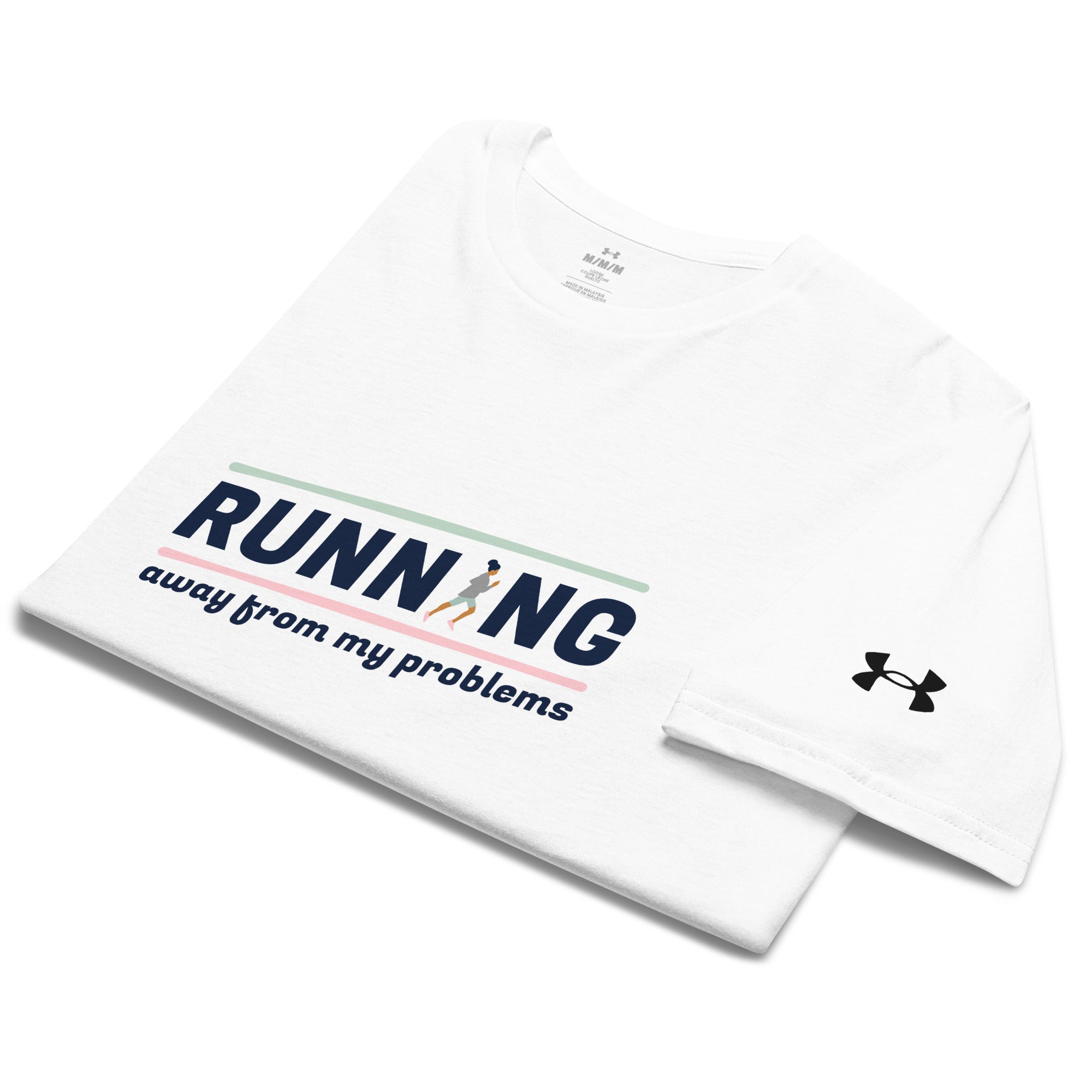 Diagonal folded Under Armour Running Division Tee with logo and print