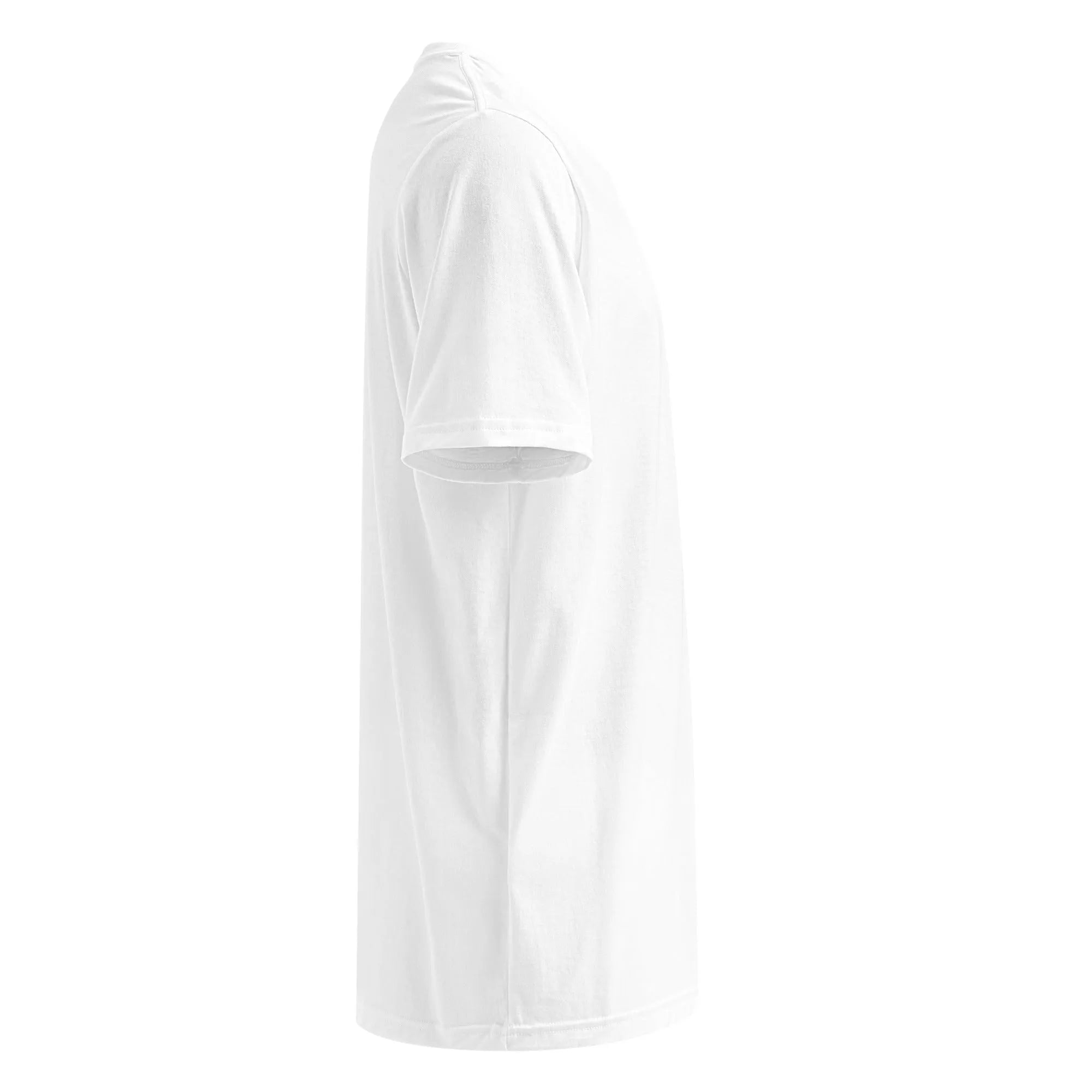 Right Side view of Under Armour white t-shirt sleeve and hem