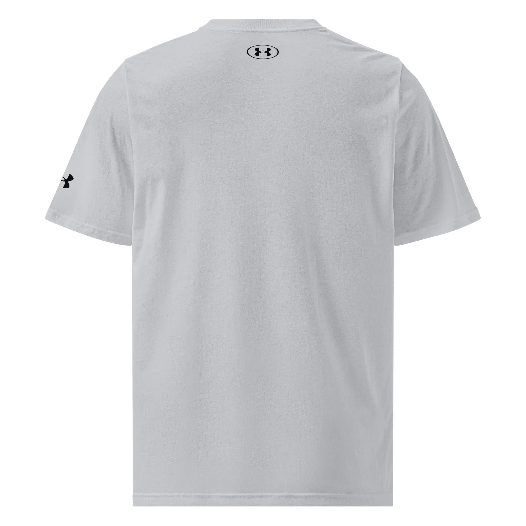 Under Armour light grey t-shirt, backview with Heatseal branding