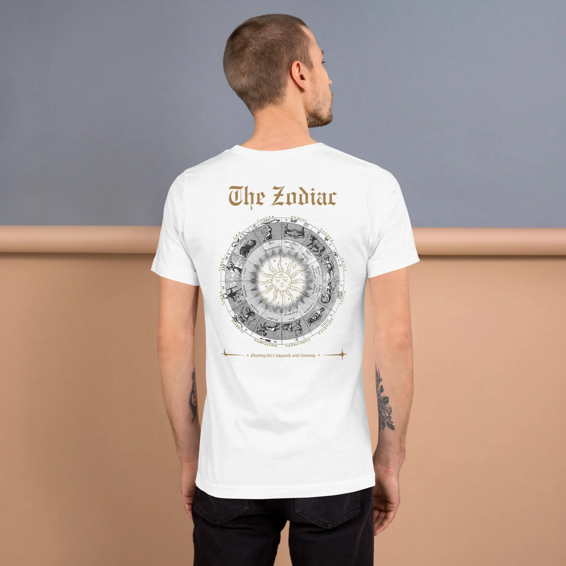 Eco Threads Zodiac Vibes tee, white back view