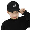 Empulse Youth Baseball Cap in black, front view on model